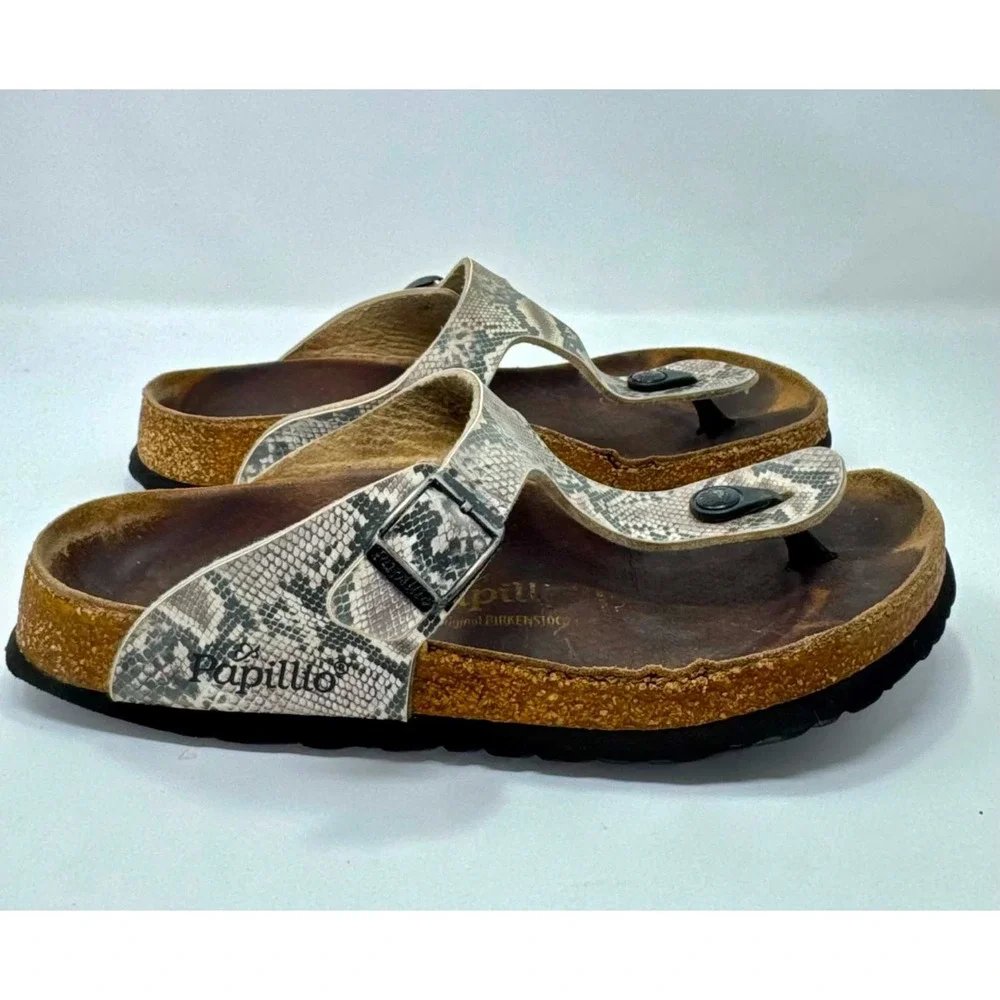 Papillio Birkenstock Gizeh Womens 39 8-8.5 Snake Print Thong Sandals Germany